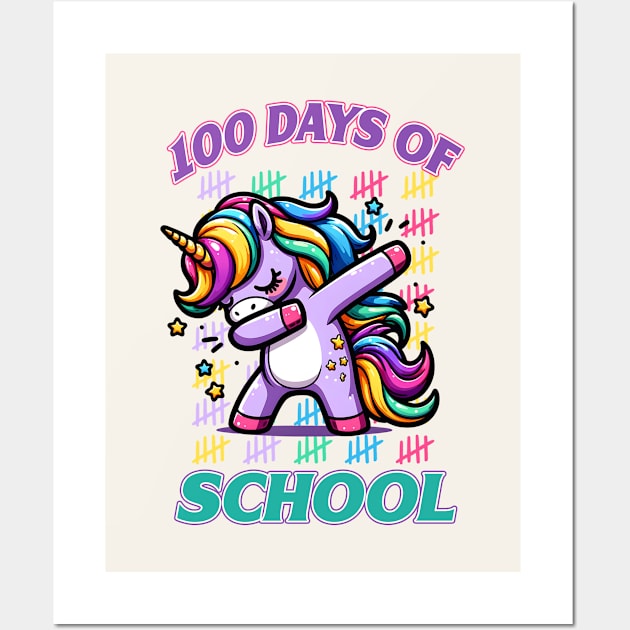 100 Days Of School Dabbing Unicorn Wall Art by Nessanya